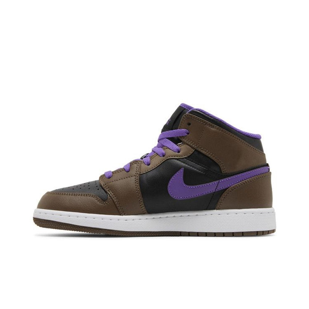Jordan 1 Mid Purple Mocha (GS) – hlavní pohled | Purekickz
