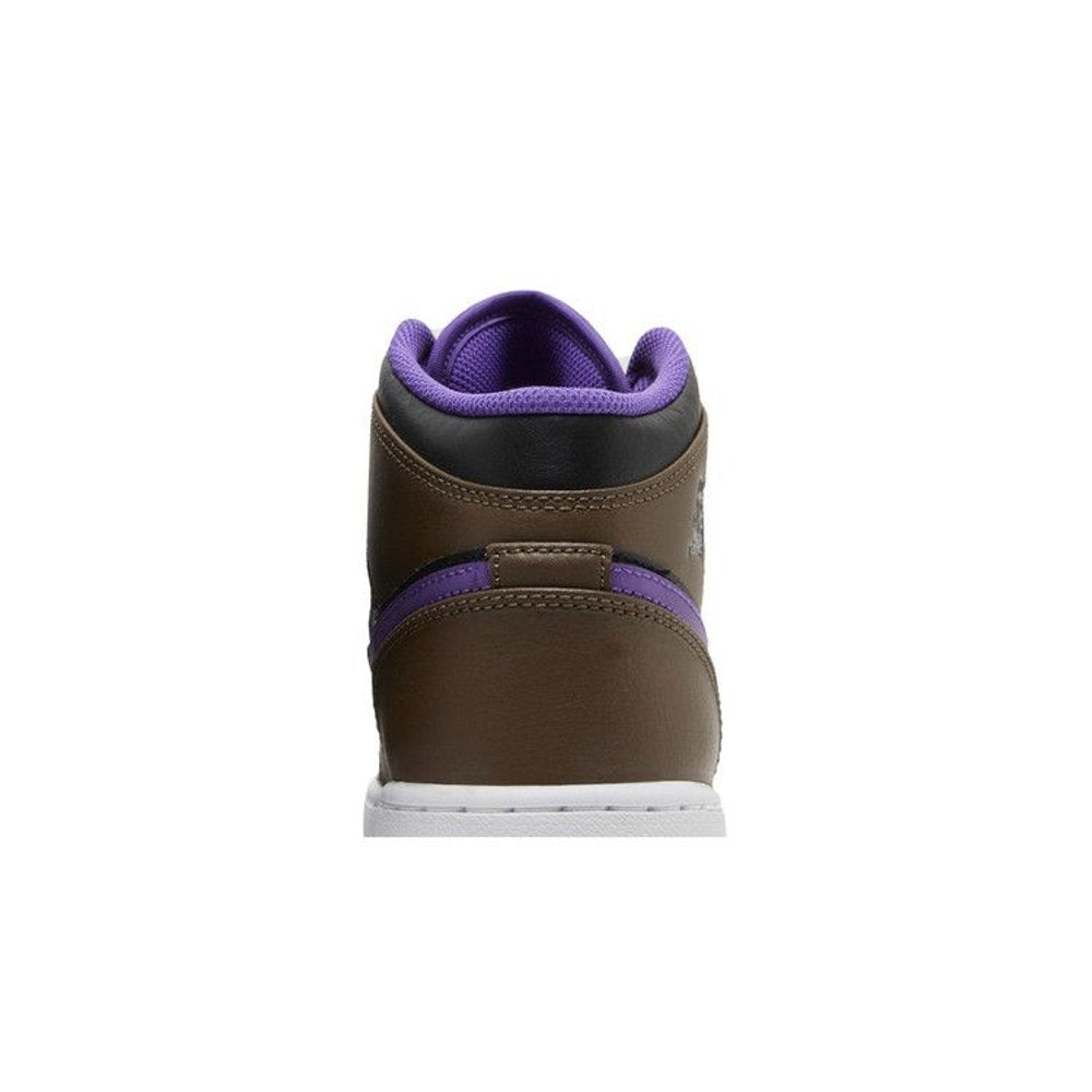 Jordan 1 Mid Purple Mocha (GS) – detail materiálu | Purekickz