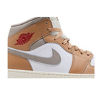 Jordan 1 Mid Rattan White College Grey – detail | Purekickz
