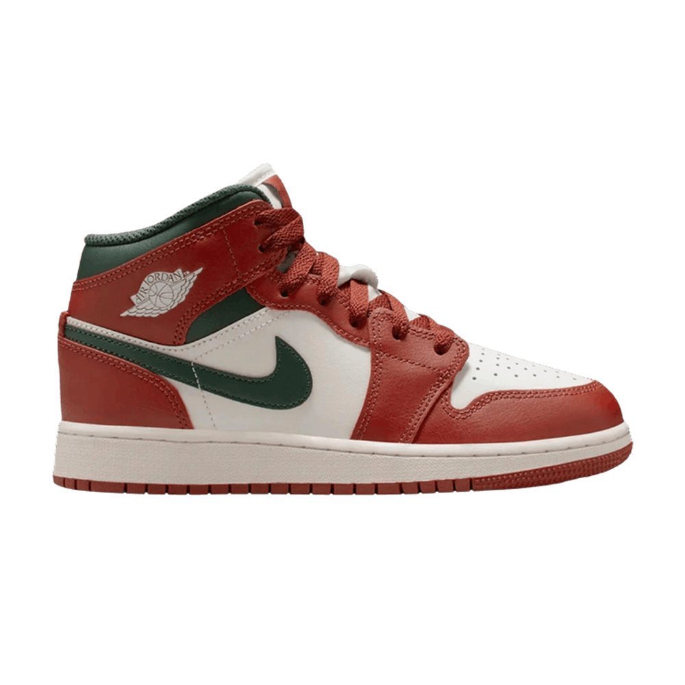 Jordan 1 Mid Redstone Midnight Green (GS) – boční pohled | Purekickz