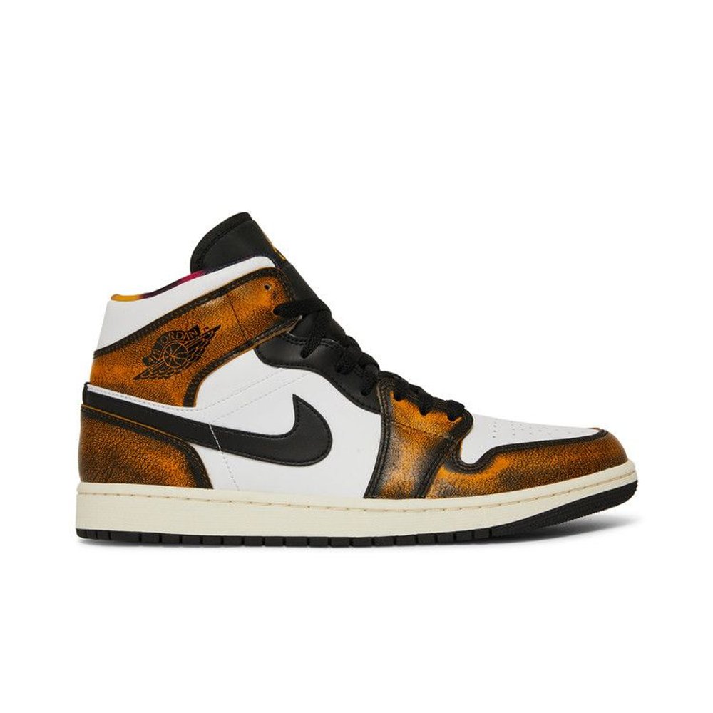 Jordan 1 Mid SE Orange Wear Away – boční pohled | Purekickz