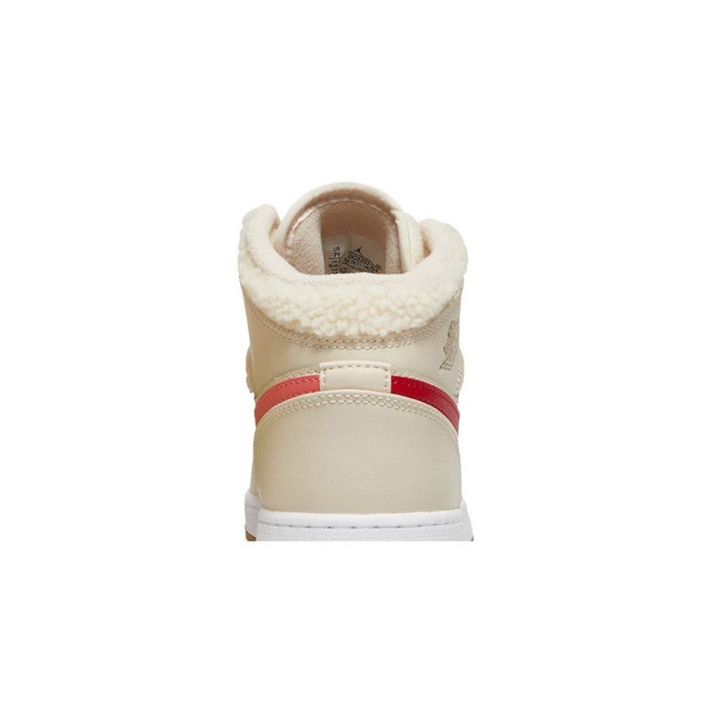 Jordan 1 Mid Utility Fleece Pearl White (GS) – detail materiálu | Purekickz