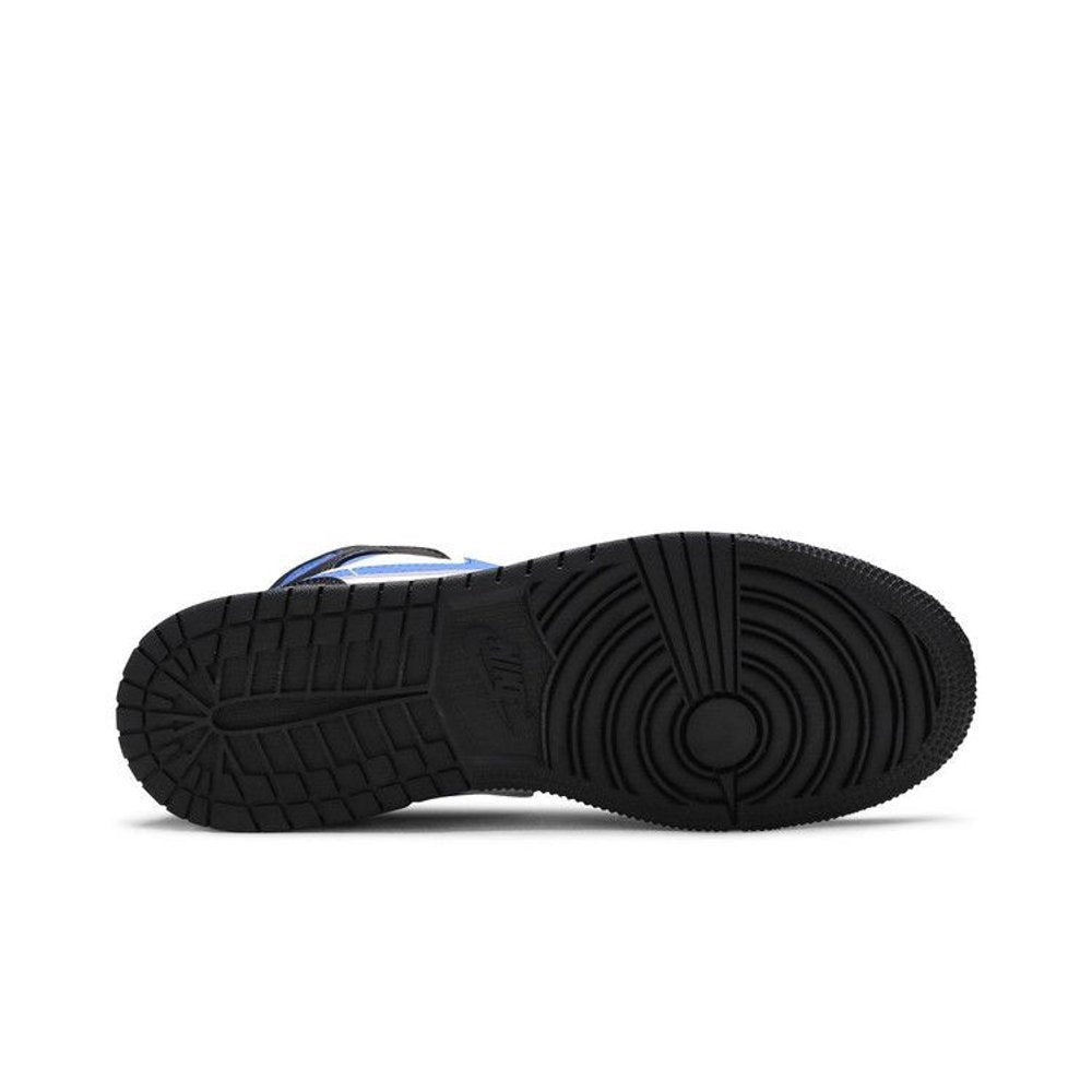 Jordan 1 Mid White Black Racer Blue (GS) – zadní pohled | Purekickz