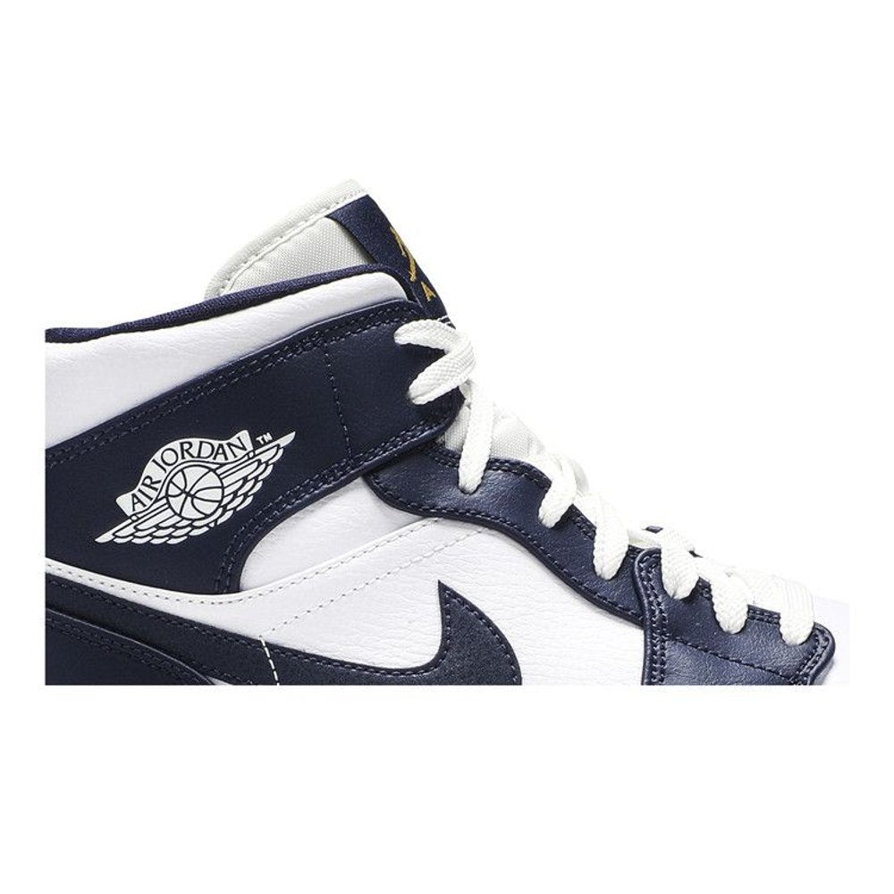 Jordan 1 Mid White Metallic Gold Obsidian – detail | Purekickz