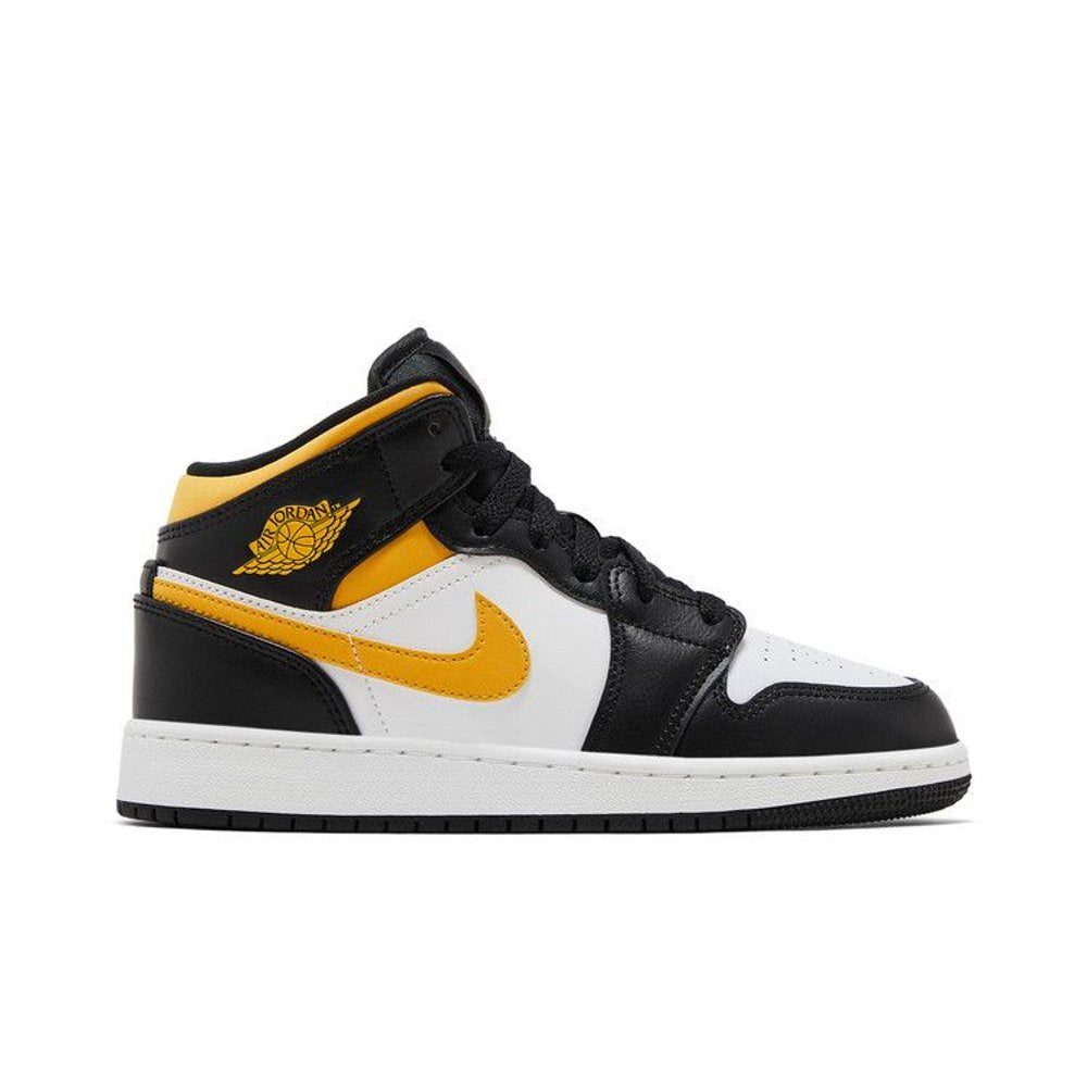 Jordan 1 Mid White Pollen Black (GS) – boční pohled | Purekickz