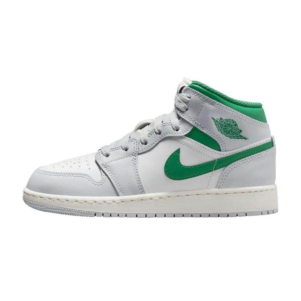 Jordan 1 Mid White Pure Platinum Pine Green (GS) – hlavní pohled | Purekickz