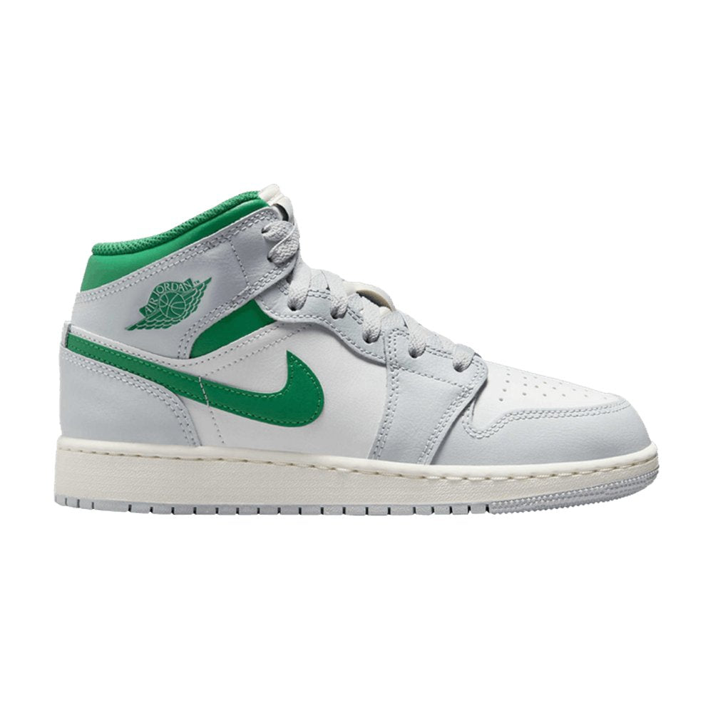 Jordan 1 Mid White Pure Platinum Pine Green (GS) – boční pohled | Purekickz