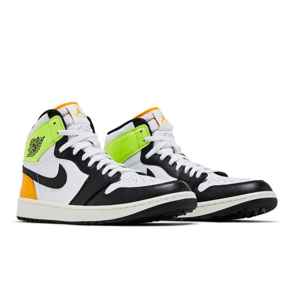 Jordan 1 Retro High Golf White University Gold Volt Black