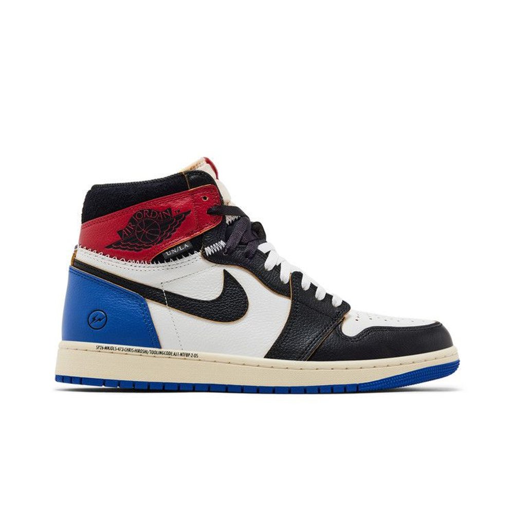 Jordan 1 Retro High OG SP Fragment x Union LA Varsity Red Sport Royal – boční pohled | Purekickz