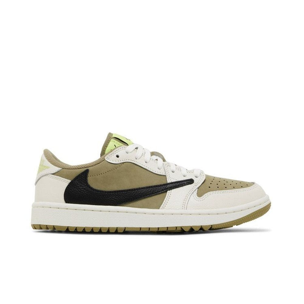 Jordan 1 Retro Low Golf Travis Scott Neutral Olive – boční pohled | Purekickz