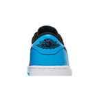 Jordan 1 Retro Low OG Black Dark Powder Blue' – detail materiálu | Purekickz