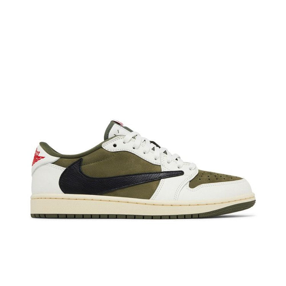 Jordan 1 Retro Low OG SP Travis Scott Medium Olive – boční pohled | Purekickz