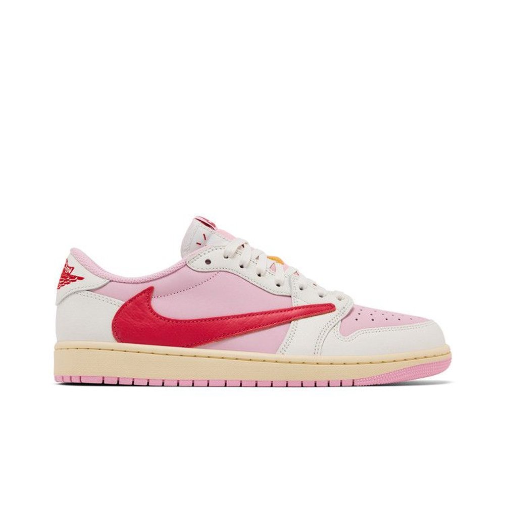 Jordan 1 Retro Low OG SP Travis Scott Sail Tropical Pink – boční pohled | Purekickz
