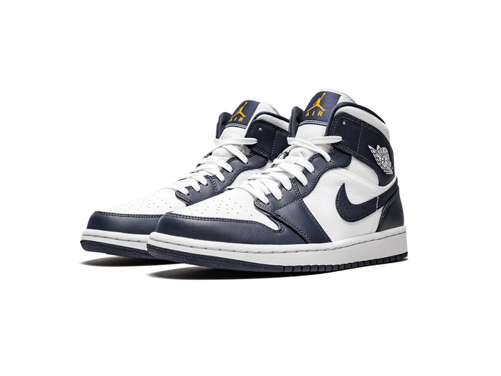 Jordan 1 Mid White Metallic Gold Obsidian