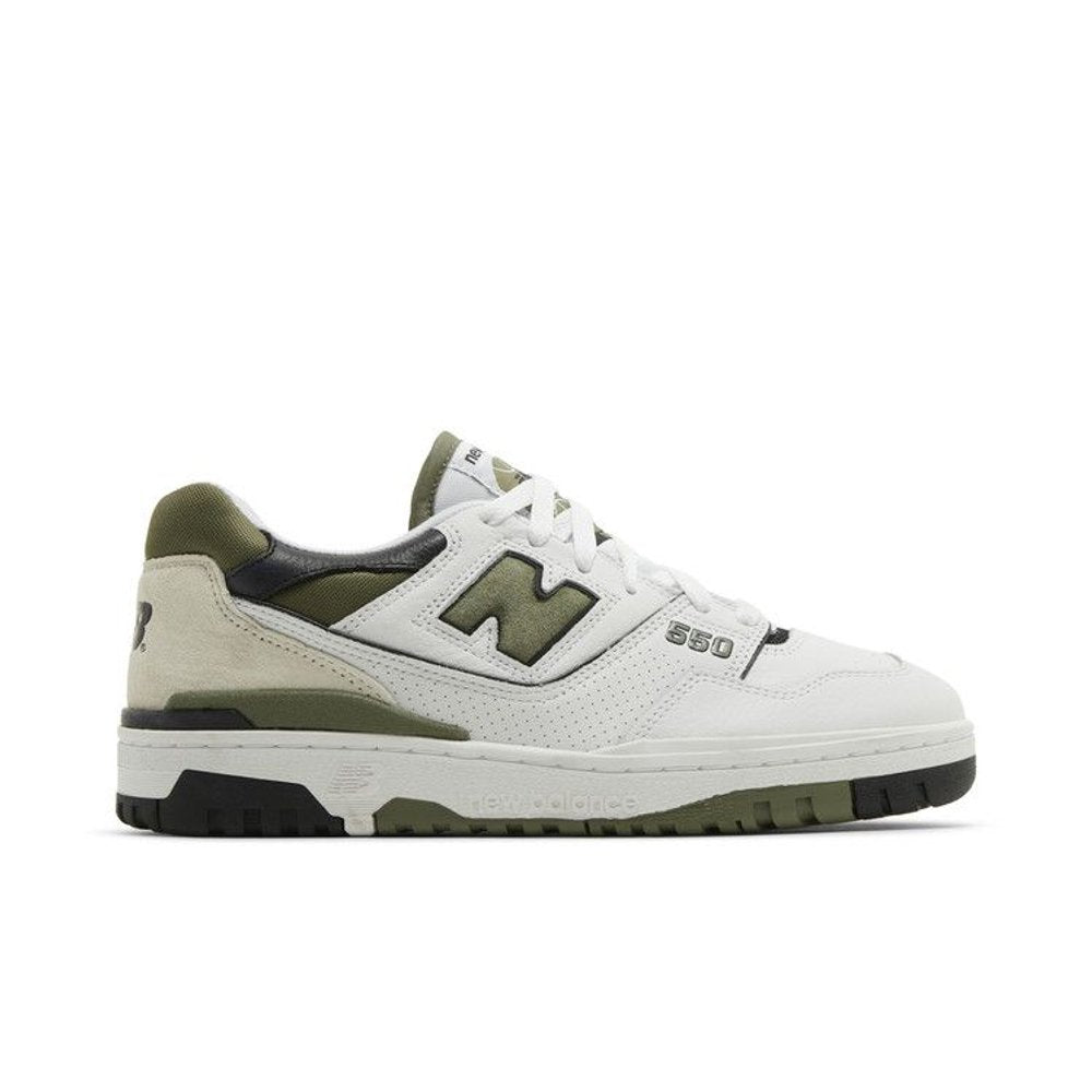 New Balance 550 White Dark Olivine – boční pohled | Purekickz