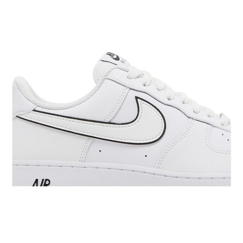 Nike Air Force 1 '07 Low White Black Outline Swoosh – detail | Purekickz