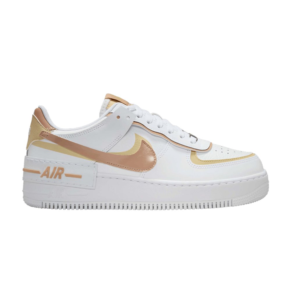 Nike Air Force 1 Low Shadow White Team Gold Rattan – boční pohled | Purekickz