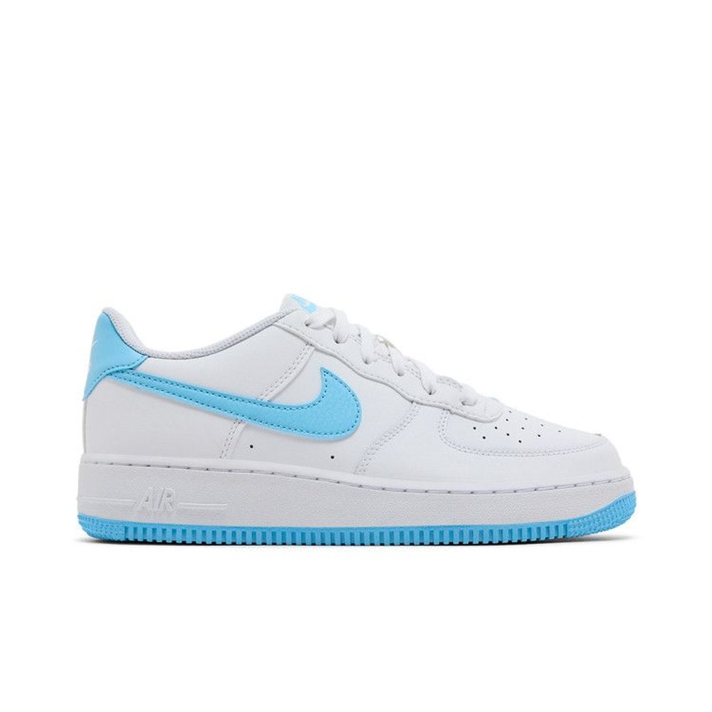 Nike Air Force 1 Low White Aquarius Blue (GS) – boční pohled | Purekickz