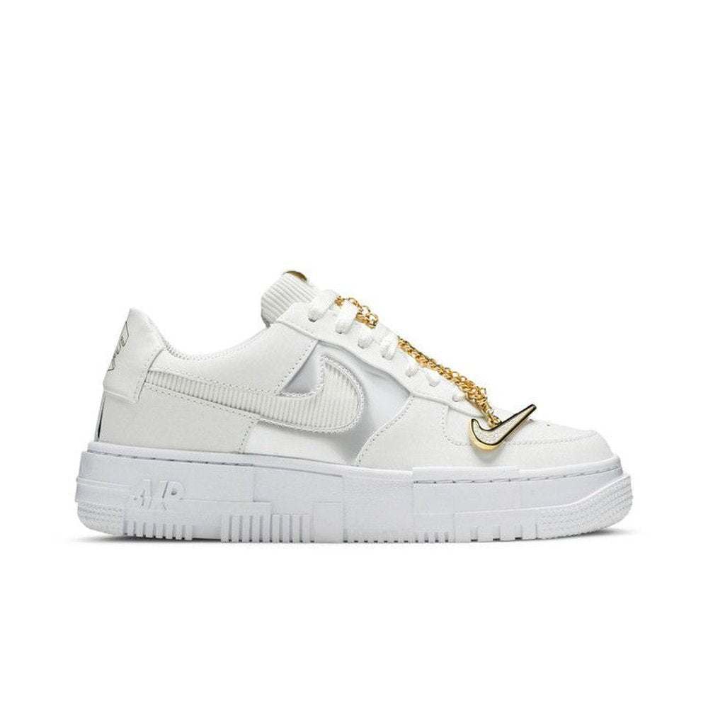 Nike Air Force 1 Pixel White Gold Chain – boční pohled | Purekickz