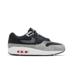 Nike Air Max 1 Premium 'Dark Smoke Grey Flash Crimson' – boční pohled | Purekickz