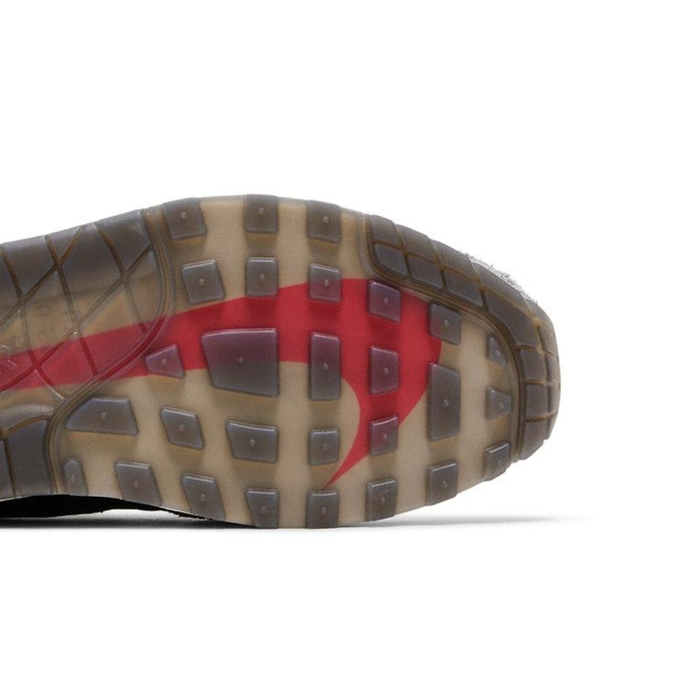 Nike Air Max 1 Premium 'Dark Smoke Grey Flash Crimson' – pohled shora | Purekickz