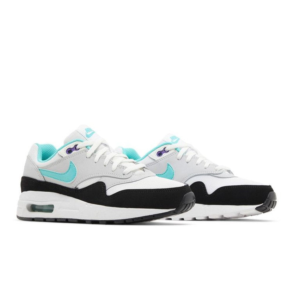 Nike Air Max 1 White Pure Platinum Court Purple Hyper Jade (GS) – lifestyle foto | Purekickz