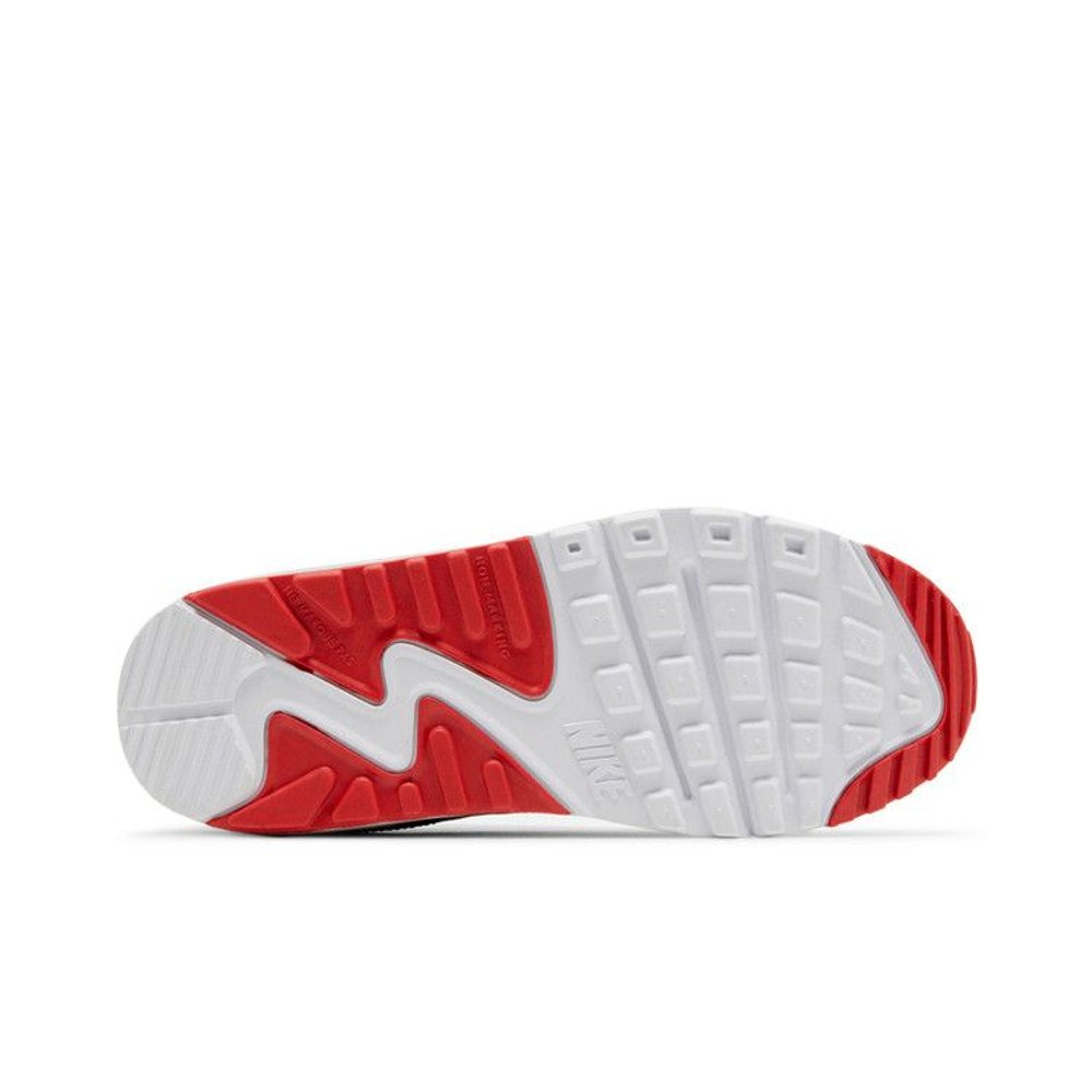 Nike Air Max 90 Leather Obsidian Track Red (GS) – zadní pohled | Purekickz