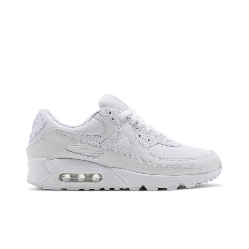 Nike Air Max 90 Leather Triple White – boční pohled | Purekickz