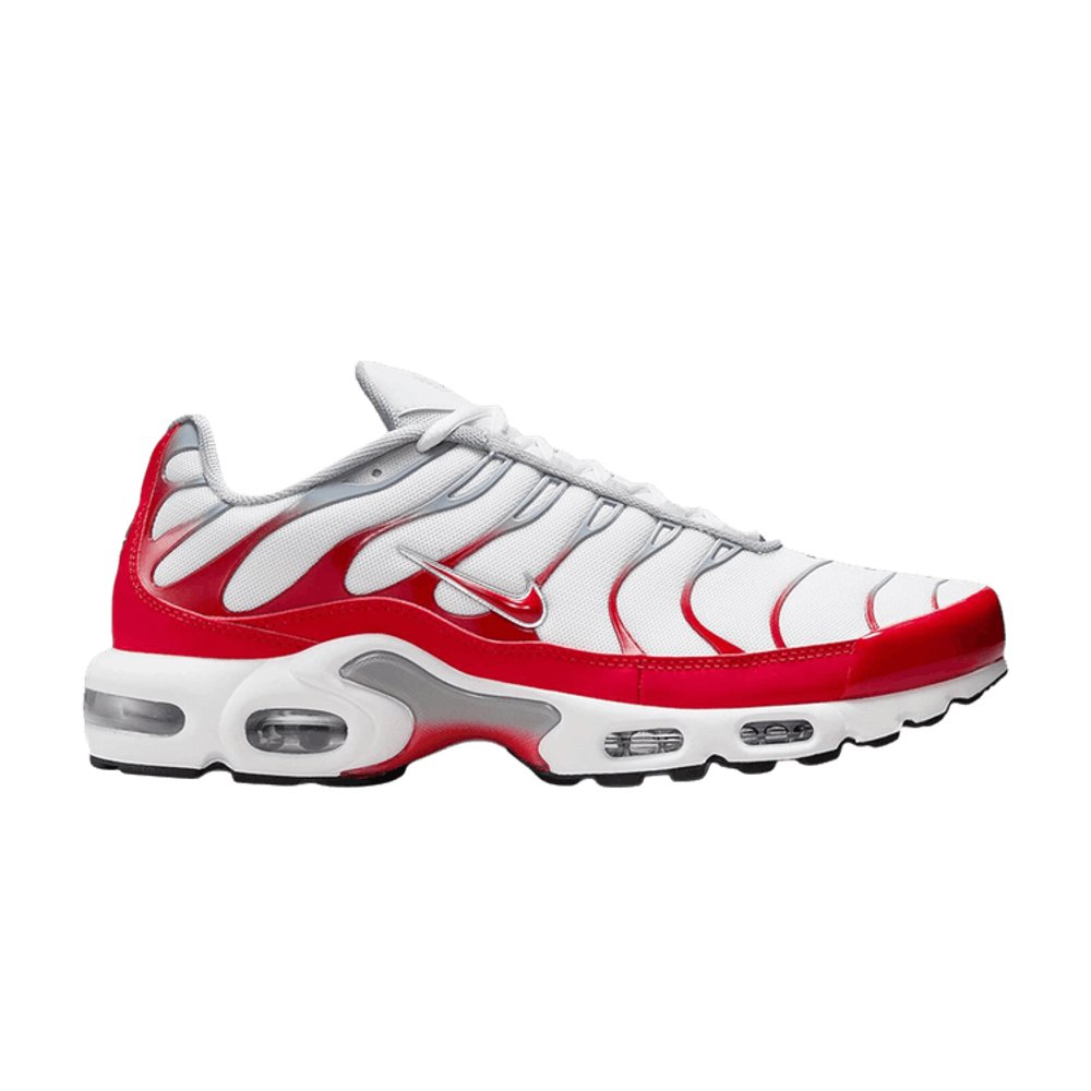 Nike Air Max Plus White University Red Wolf Grey – boční pohled | Purekickz