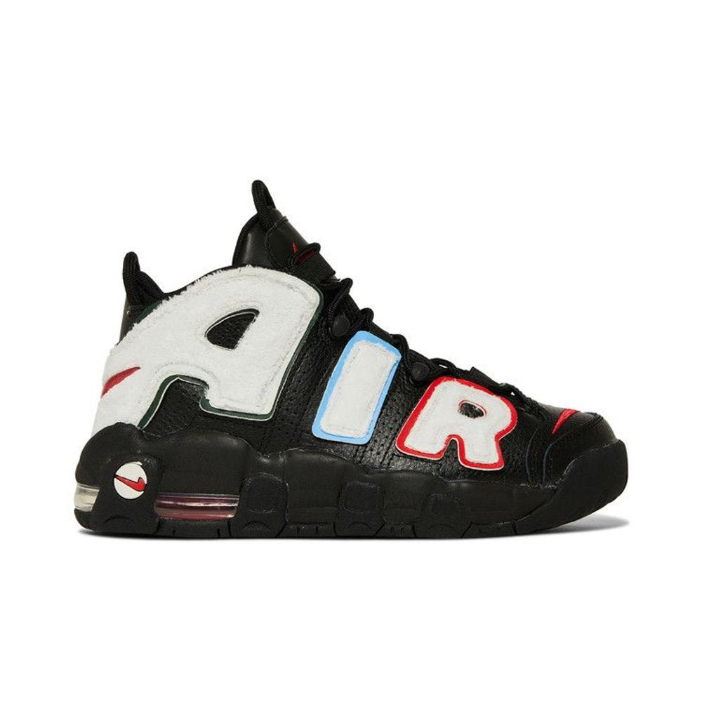 Nike Air More Uptempo Black University Red White (GS) – boční pohled | Purekickz