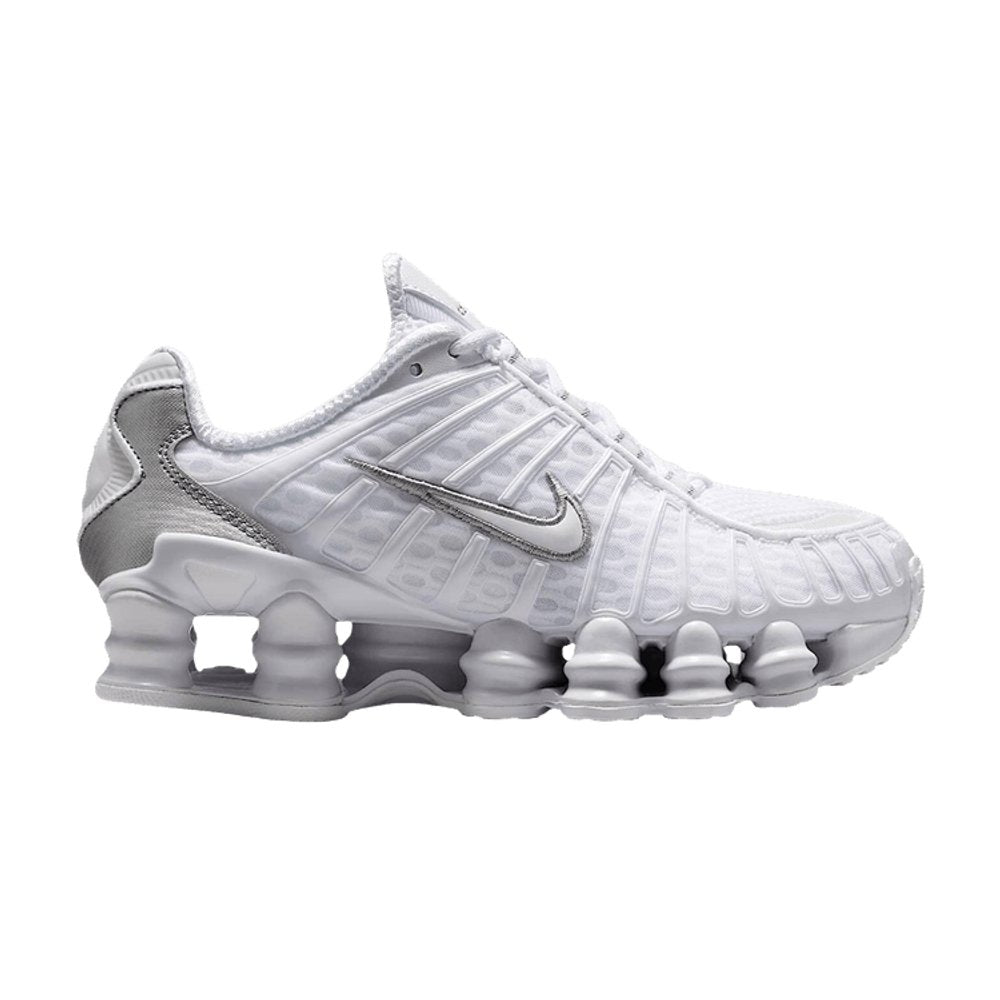 Nike Shox TL GS 'White/Metallic Silver/Max Orange/White' – boční pohled | Purekickz