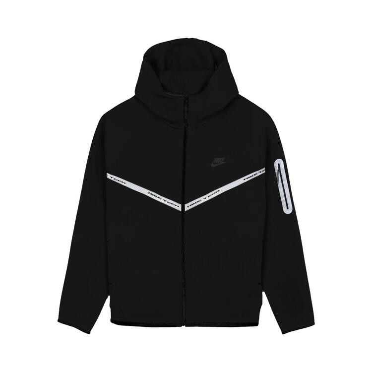 Nike Tech Fleece Reflective Full Zip Hoodie Black/White – hlavní pohled | Purekickz