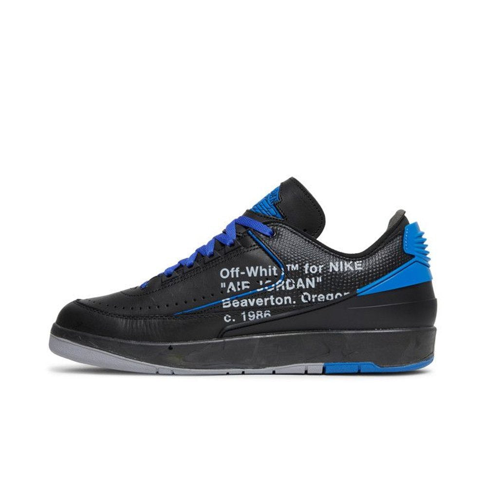 Off-White x Air Jordan 2 Retro Low SP 'Black Varsity Royal' – hlavní pohled | Purekickz