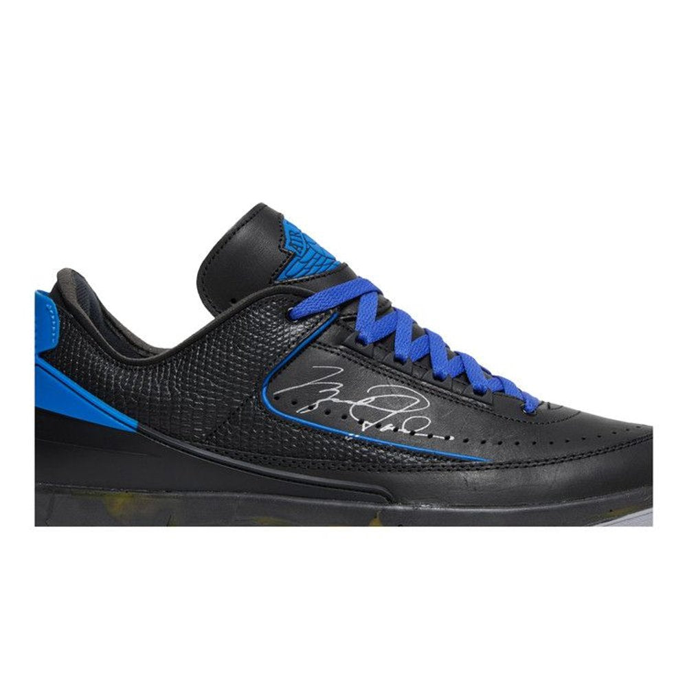 Off-White x Air Jordan 2 Retro Low SP 'Black Varsity Royal' – detail | Purekickz
