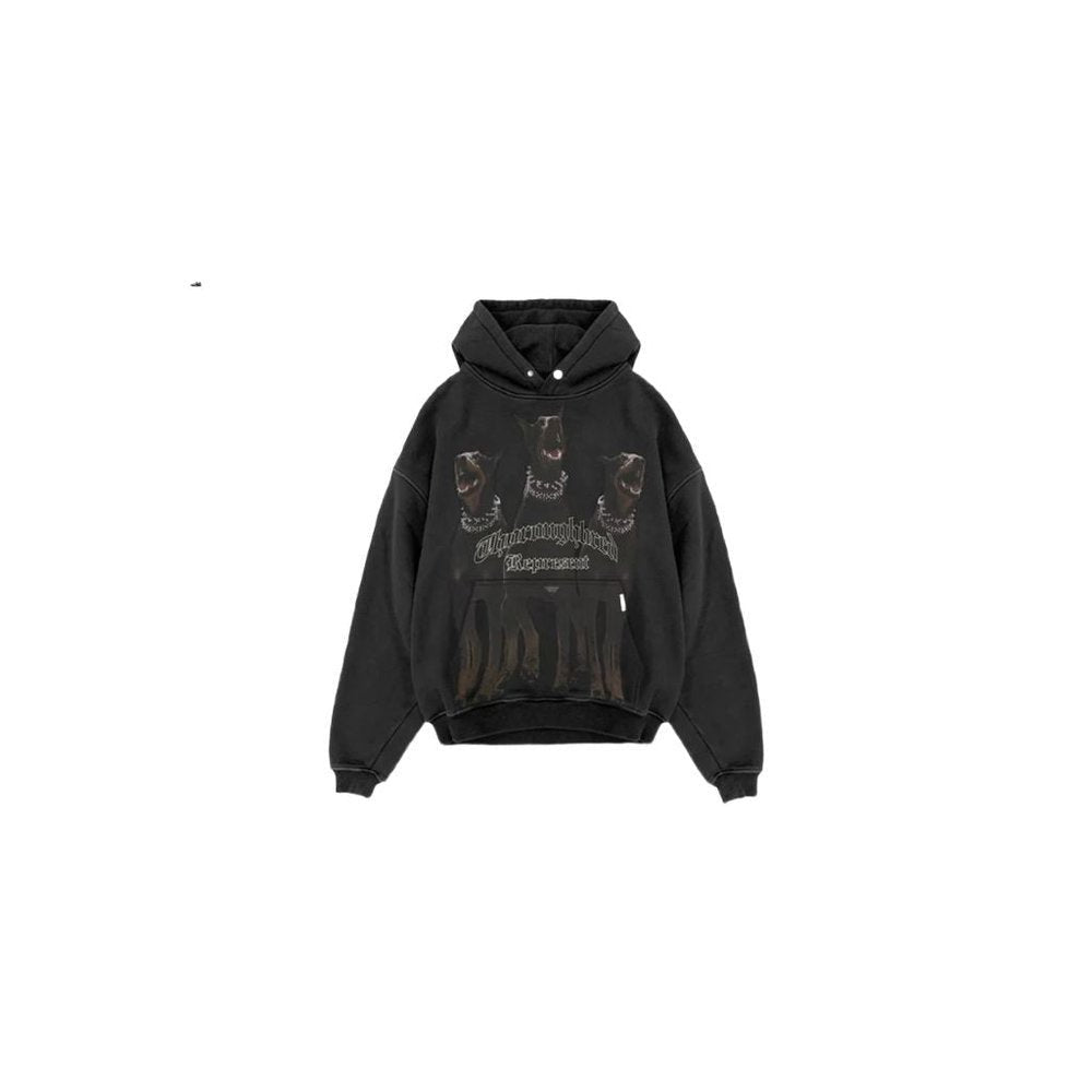 Represent Thoroughbred Oversized Hoodie Vintage Black – hlavní pohled | Purekickz