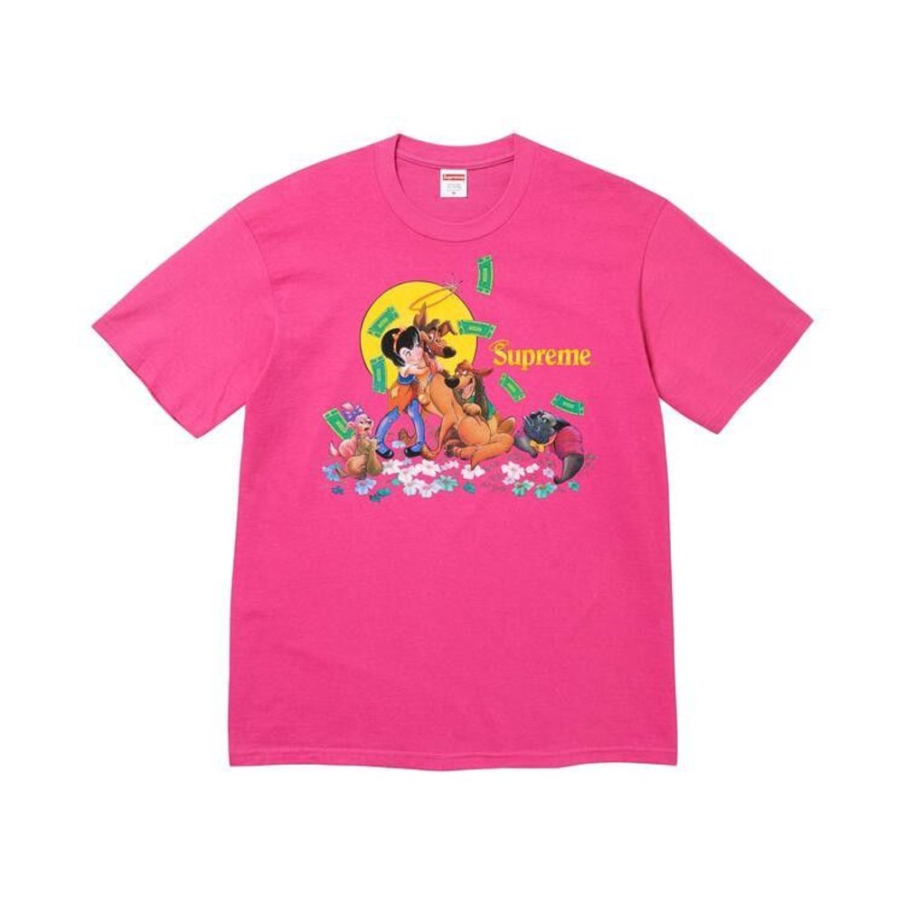 Supreme All Dogs Go To Heaven Tee Fuchsia – hlavní pohled | Purekickz