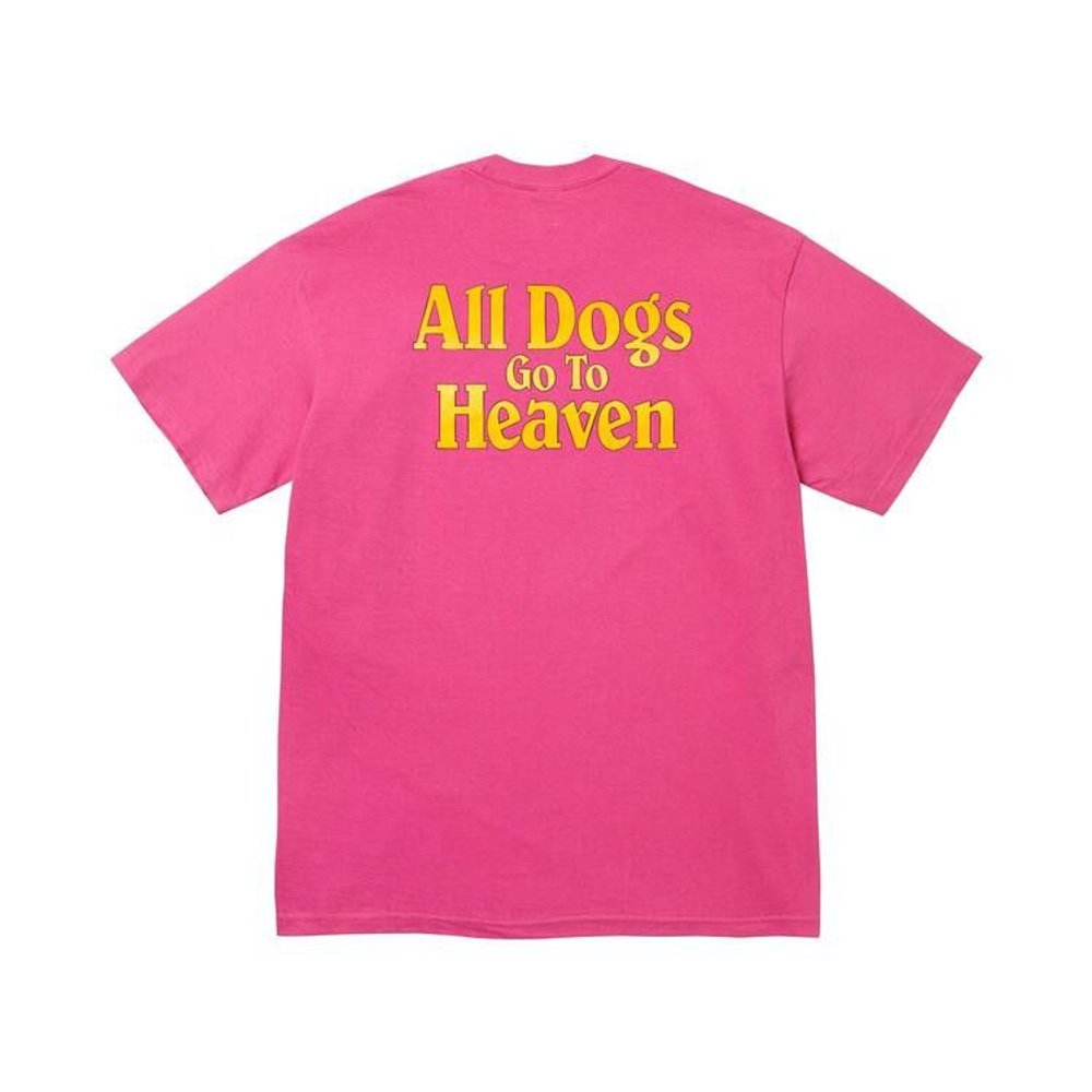 Supreme All Dogs Go To Heaven Tee Fuchsia – boční pohled | Purekickz
