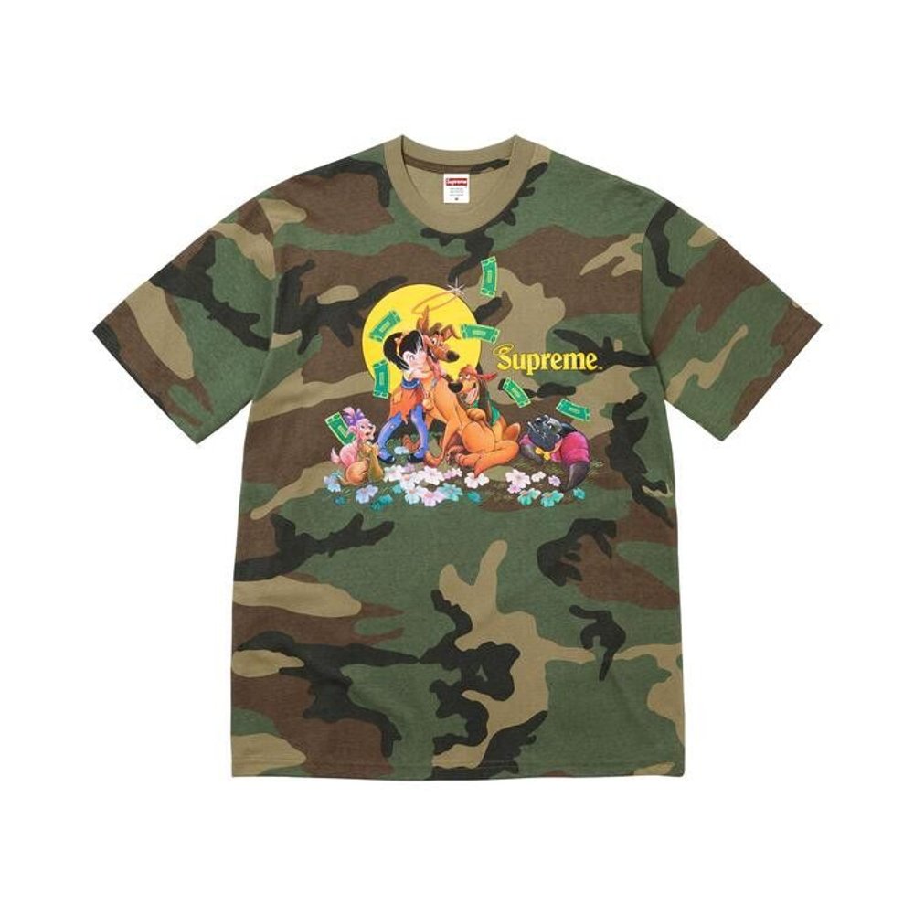 Supreme All Dogs Go To Heaven Tee Woodland Camo – hlavní pohled | Purekickz