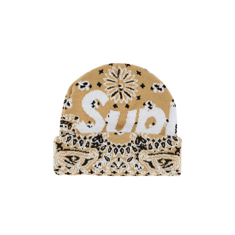 Supreme Bandana Big Logo Beanie Beige – hlavní pohled | Purekickz