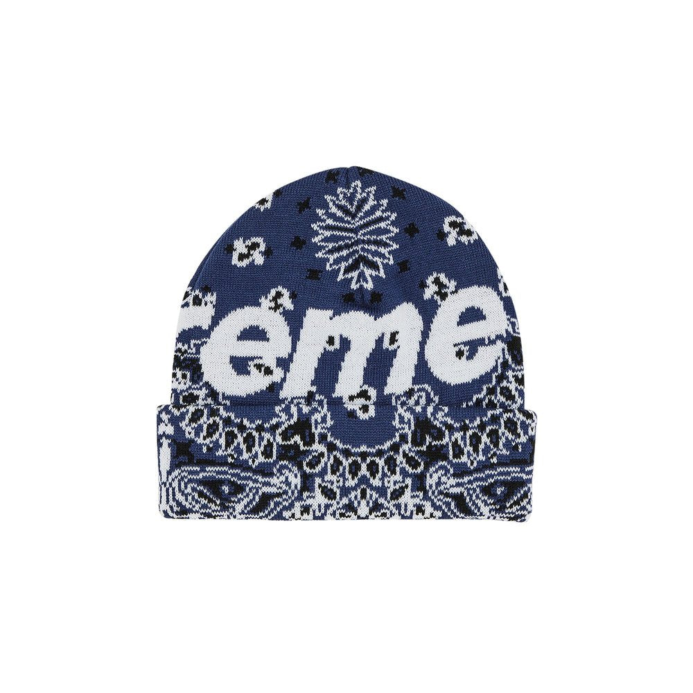 Supreme Bandana Big Logo Beanie Blue – boční pohled | Purekickz