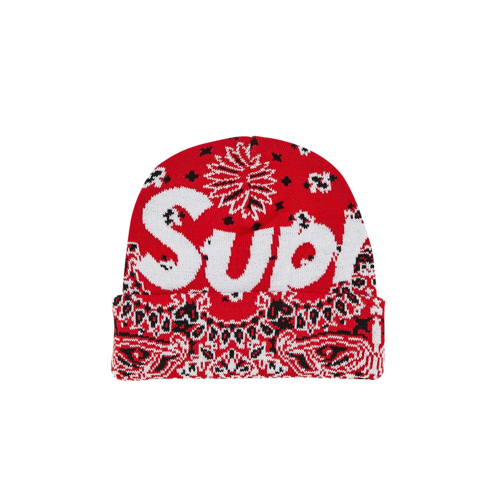 Supreme Bandana Big Logo Beanie Red