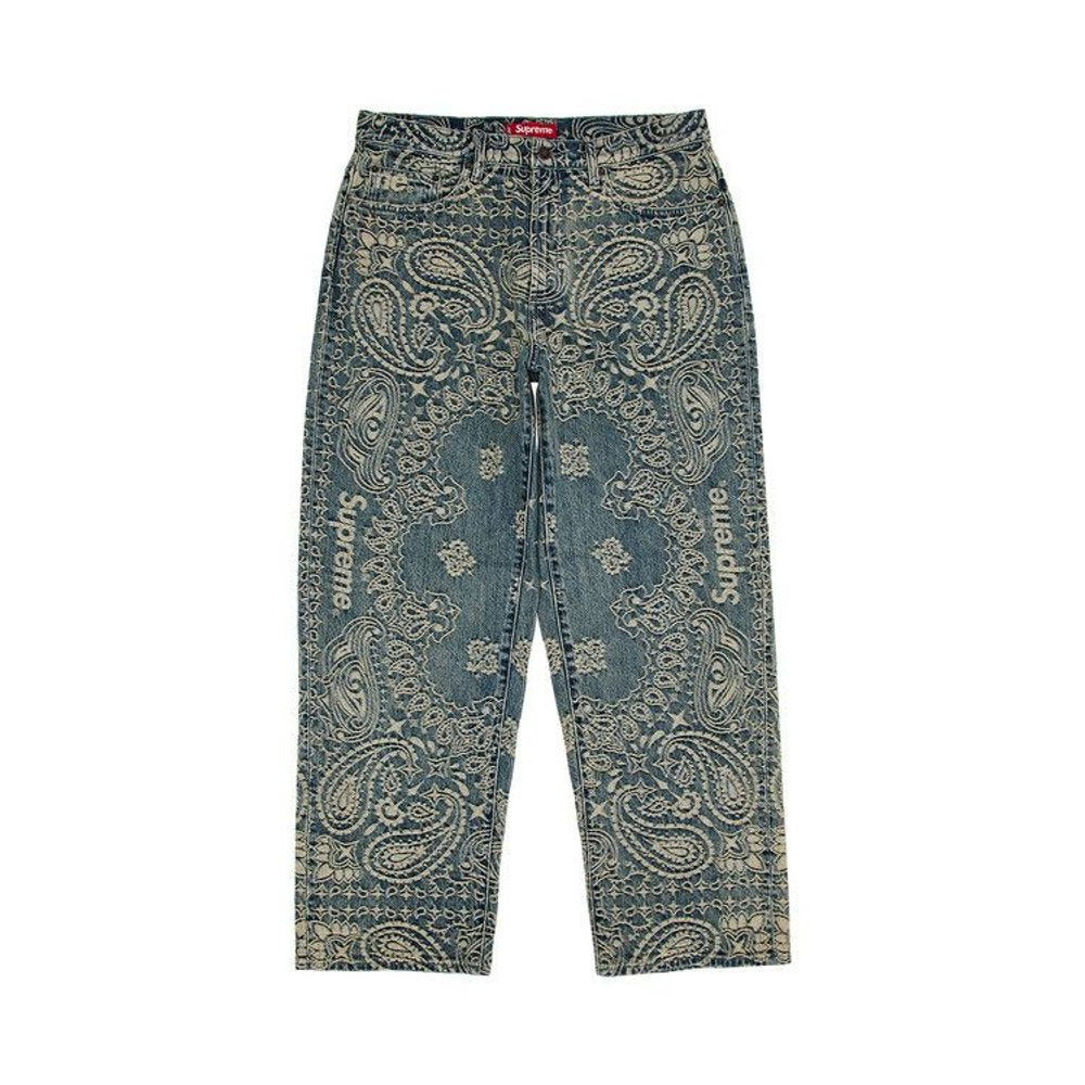 Supreme Bandana Jacquard Baggy Jean Blue – hlavní pohled | Purekickz