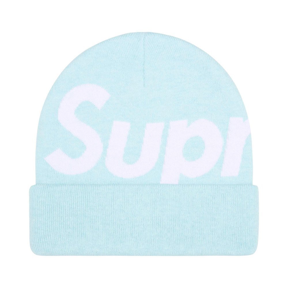Supreme Big Logo Beanie (FW25) Light Blue – hlavní pohled | Purekickz
