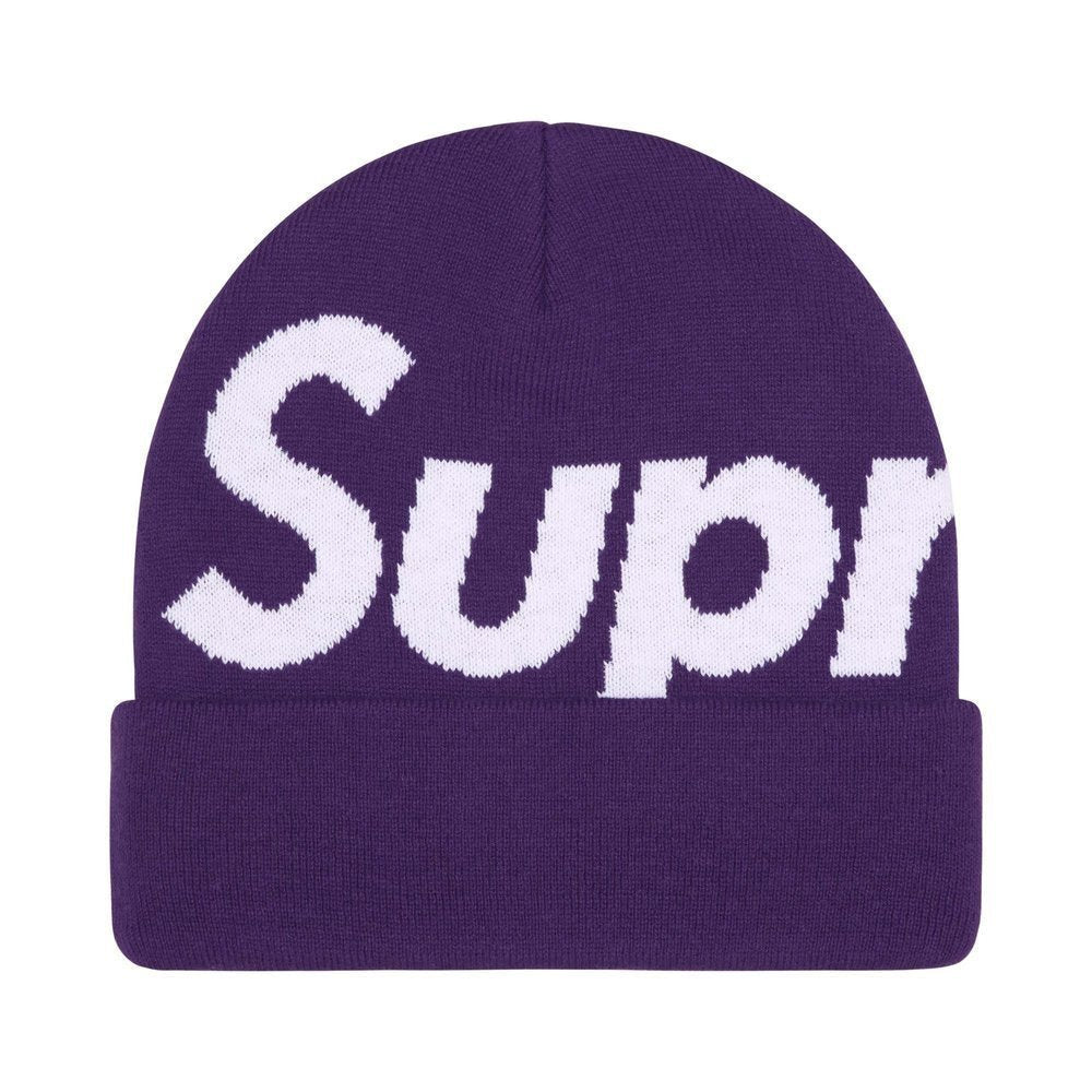 Supreme Big Logo Beanie (FW25) Purple – hlavní pohled | Purekickz