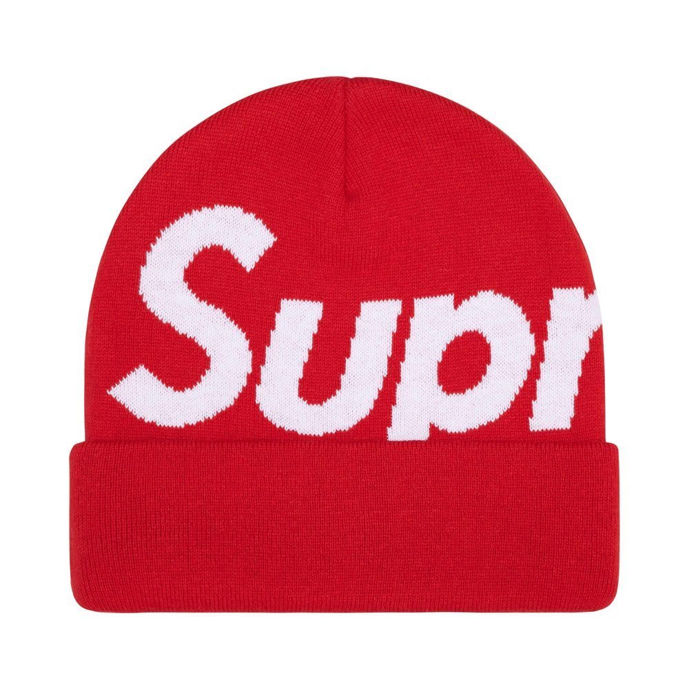 Supreme Big Logo Beanie (FW25) Red – hlavní pohled | Purekickz