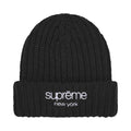 Supreme Chunky Rib Classic Logo Beanie Black – hlavní pohled | Purekickz