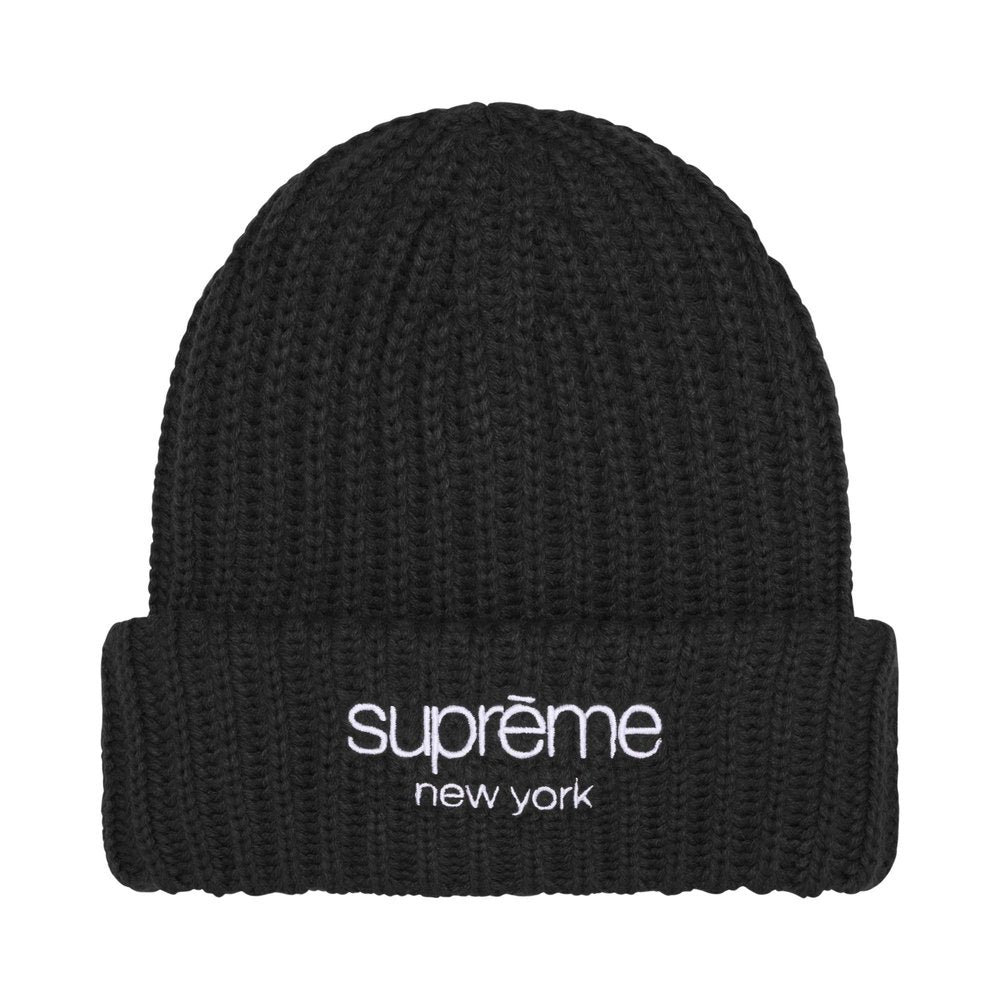 Supreme Chunky Rib Classic Logo Beanie Black – hlavní pohled | Purekickz