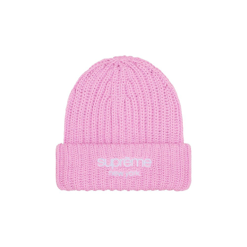 Supreme Chunky Rib Classic Logo Beanie Pink – hlavní pohled | Purekickz