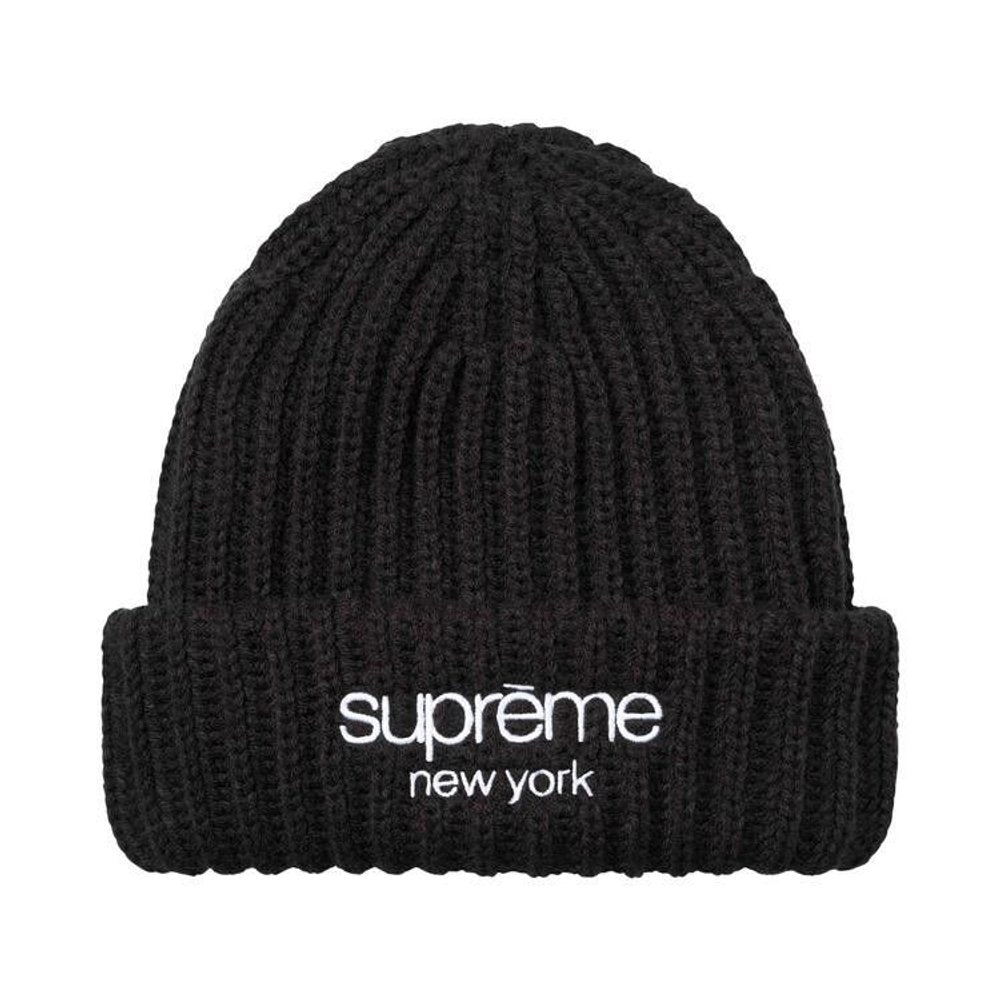 Supreme Classic Logo Chunky Ribbed Beanie (FW24) Black
