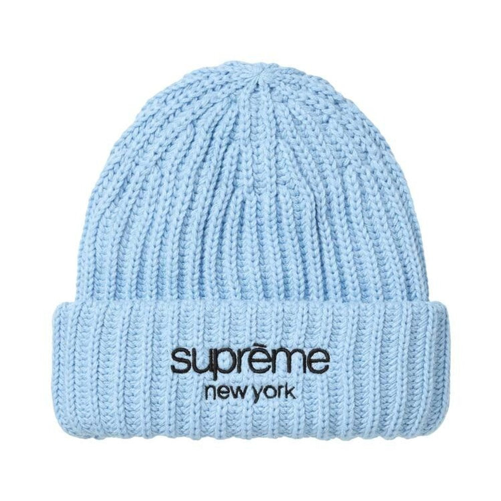 Supreme Classic Logo Chunky Ribbed Beanie (FW26) Light Blue